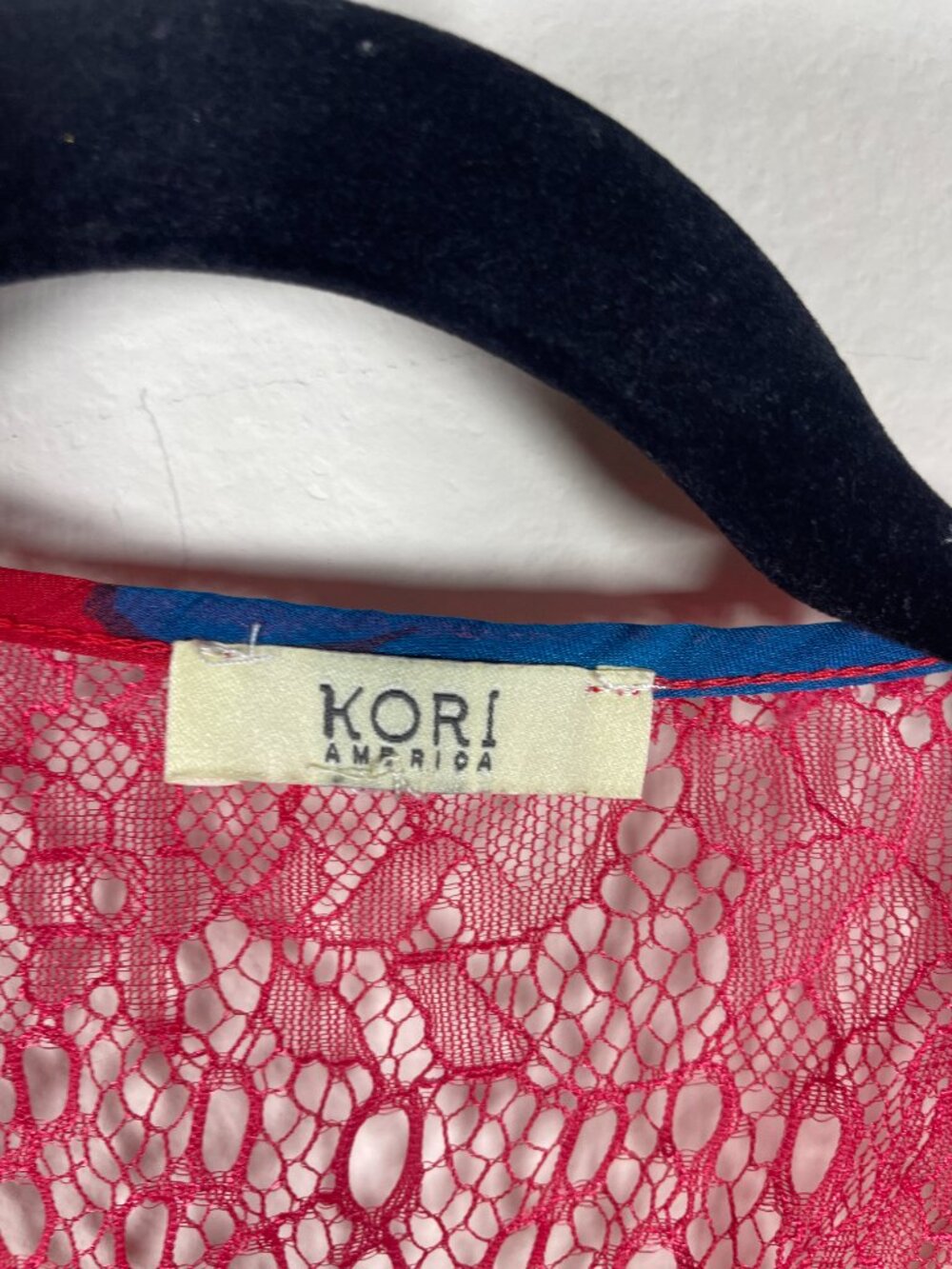 Kori Size 2XL Cardigan Kimono Red Floral Beach Cover-up Lace Pom Pom Women’s! - Picture 3 of 6